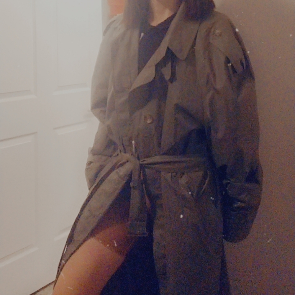 Huntington Army Green Single Breasted Long Full Length Trench Coat